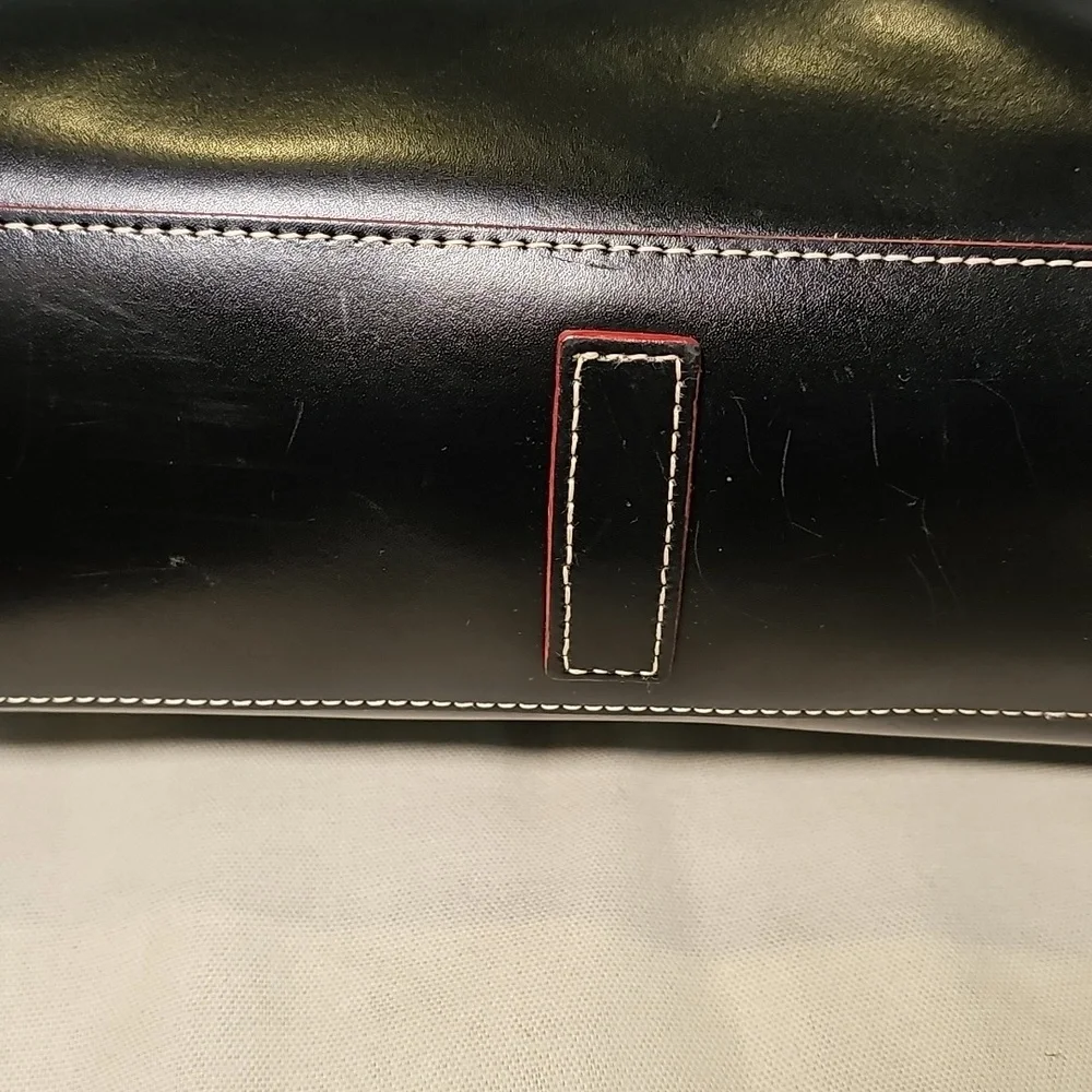 Lodis Black Leather Tote Bag With Red Edge Trim - Picture 4 of 11